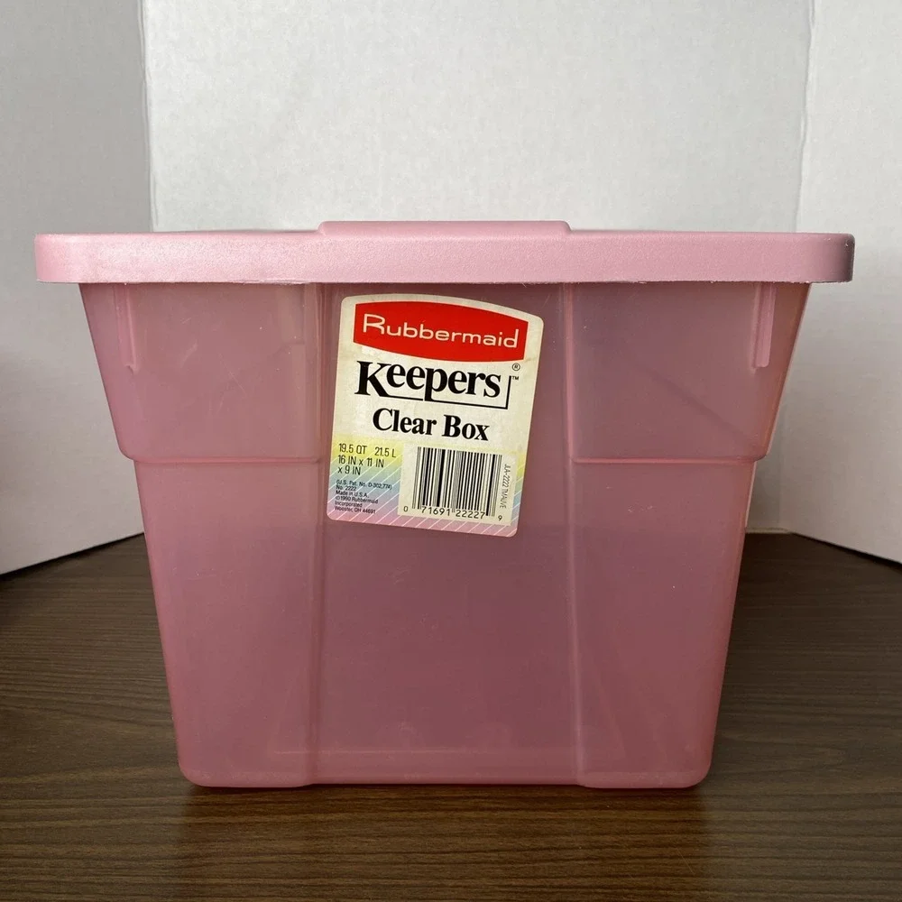 1990 Rubbermaid Keepers Clear Box #0100 19.5Q Container JLA-2222 TMAUVE (pink)
